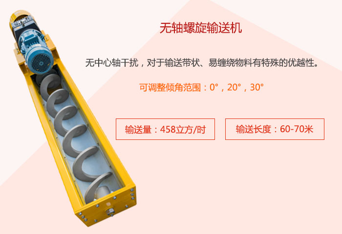 采用無(wú)軸設(shè)計(jì)，適合輸送粘性強(qiáng)、易堵塞的物料